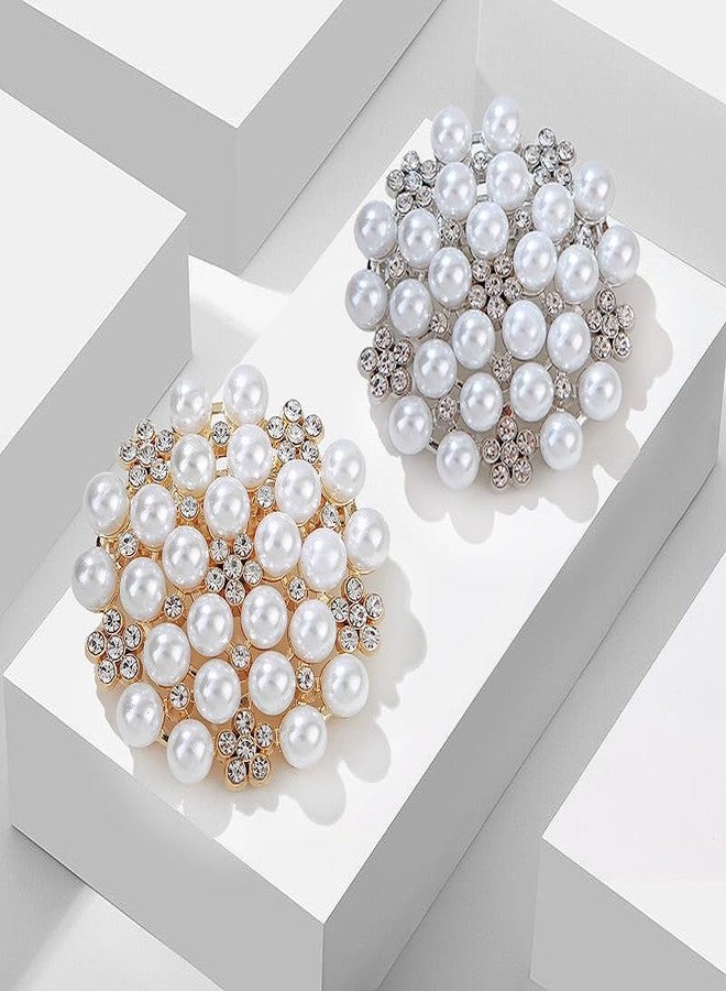 FORUBUS Delicate Pearl Crystal Brooch Pins for Women Girls Dance Balls Wedding Bridal Jewelry (Silver) - Image 4
